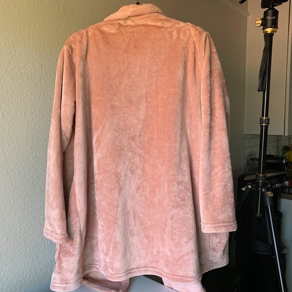 HUE Women's Pink Fuzzy Sweater Front Open Size S-M - Picture 4 of 4